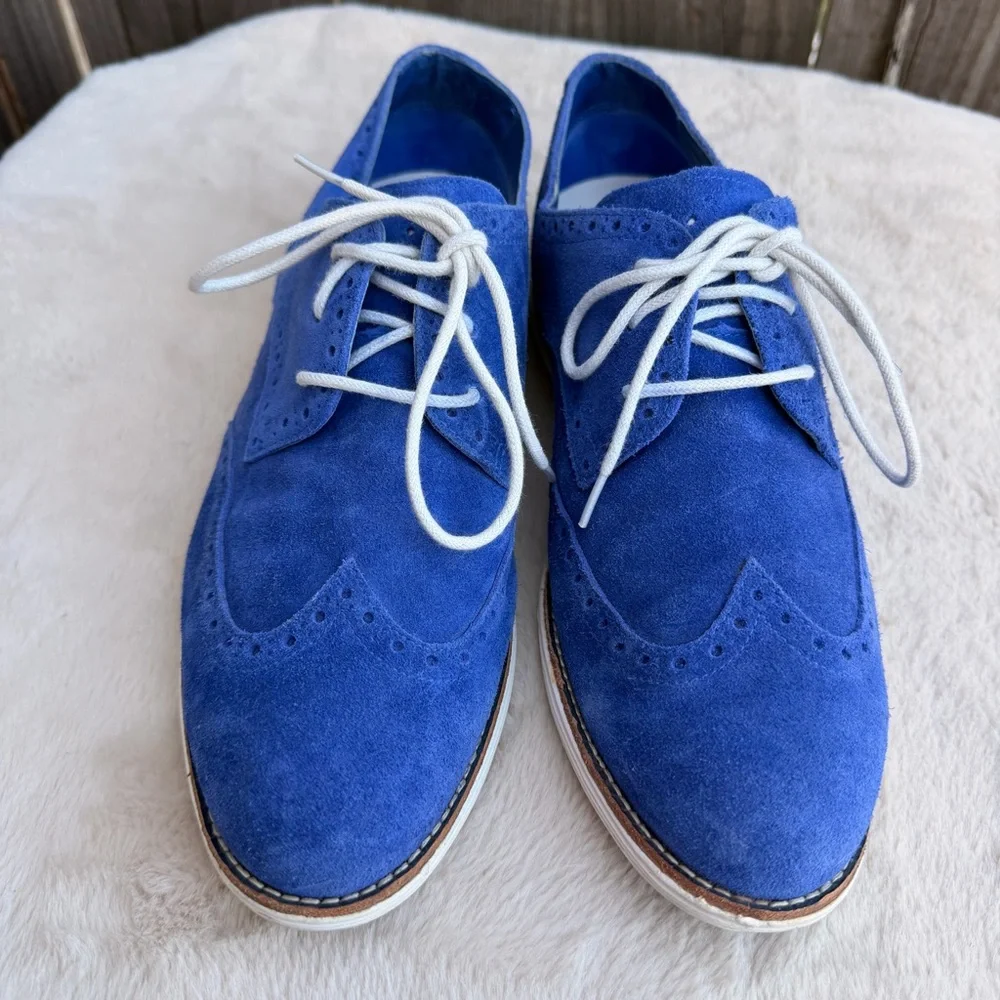 Cole Haan Blue Suede Oxfords Size 10
